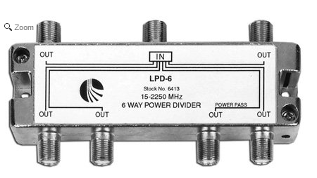 Blonder Tongue LPD-6 Divisor de 6 vías RF 1 puerto de alimentación eléctrica